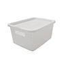 White Rectangle Woven Storage Baskets with Lid- 4 Pc. Image 1
