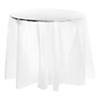 White Round Disposable Plastic Tablecloths (84") - (48 Tablecloths) Image 1