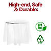 White Round Disposable Plastic Tablecloths (84") - (48 Tablecloths) Image 2