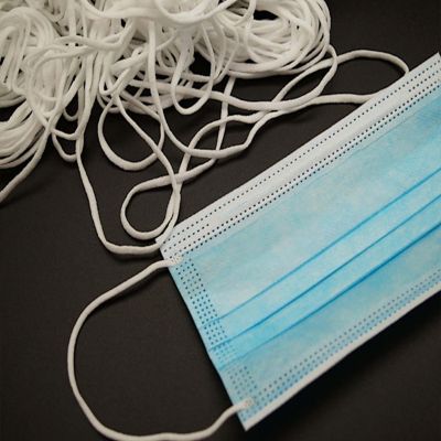 White Rounded Knit Elastic Cord Image 1