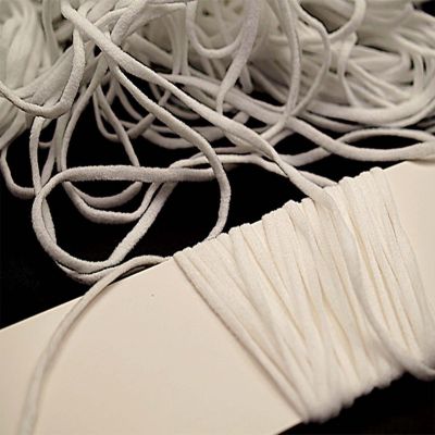 White Rounded Knit Elastic Cord Image 2