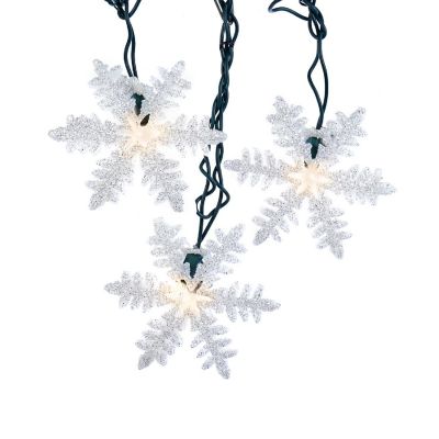 White Snowflake Christmas Light String Set of 10 UL0894 New Image 1