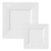White Square Plastic Plates Dinnerware Value Set (40 Dinner Plates + 40 Salad Plates) Image 1