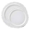 White Vintage Round Disposable Plastic Dinnerware Value Set (120 Dinner Plates + 120 Salad Plates) Image 1