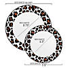 White with Black and Brown Leopard Print Rim Round Disposable Plastic Dinnerware Value Set (20 Settings) Image 2