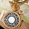 White with Black and Brown Leopard Print Rim Round Disposable Plastic Dinnerware Value Set (20 Settings) Image 3
