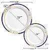 White with Blue and Gold Harmony Rim Plastic Dinnerware Value Set (120 Dinner Plates + 120 Salad Plates) Image 2