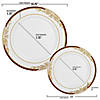 White with Burgundy and Gold Harmony Rim Plastic Dinnerware Value Set (120 Dinner Plates + 120 Salad Plates) Image 2