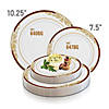 White with Burgundy and Gold Harmony Rim Plastic Dinnerware Value Set (40 Dinner Plates + 40 Salad Plates) Image 3