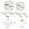 White with Gold Fancy Round Disposable Plastic Tableware Set - (60 Settings) Image 2