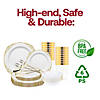 White with Gold Fancy Round Disposable Plastic Tableware Set - (60 Settings) Image 3