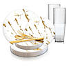 White with Gold Marble Stroke Round Disposable Plastic Dinnerware Value Set (120 Settings) Image 1