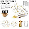 White with Gold Marble Stroke Round Disposable Plastic Dinnerware Value Set (120 Settings) Image 2