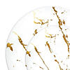White with Gold Marble Stroke Round Disposable Plastic Dinnerware Value Set (40 Dinner Plates + 40 Salad Plates) Image 1