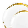 White with Gold Moonlight Round Disposable Plastic Dinnerware Value Set (120 Dinner Plates + 120 Salad Plates) Image 1