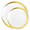 White with Gold Moonlight Round Disposable Plastic Dinnerware Value Set (40 Dinner Plates + 40 Salad Plates) Image 1