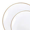 White with Gold Rim Organic Round Disposable Plastic Dinnerware Value Set (120 Dinner Plates + 120 Salad Plates) Image 1