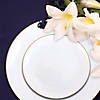 White with Gold Rim Organic Round Disposable Plastic Dinnerware Value Set (120 Settings) Image 1