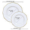 White with Gold Rim Round Blossom Disposable Plastic Dinnerware Value Set (120 Dinner Plates + 120 Salad Plates) Image 2