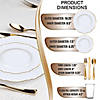 White with Gold Rim Round Blossom Disposable Plastic Dinnerware Value Set (120 Settings) Image 1