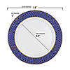 White with Gold Spiral on Blue Rim Plastic Dinnerware Value Set (120 Dinner Plates + 120 Salad Plates) Image 3