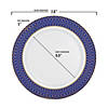 White with Gold Spiral on Blue Rim Plastic Dinnerware Value Set (40 Dinner Plates + 40 Salad Plates) Image 3