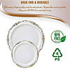 White with Gold Vintage Rim Round Disposable Plastic Dinnerware Value Set (120 Dinner Plates + 120 Salad Plates) Image 4