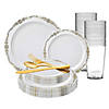 White with Gold Vintage Rim Round Disposable Plastic Dinnerware Value Set (120 Settings) Image 1