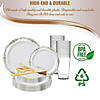 White with Gold Vintage Rim Round Disposable Plastic Dinnerware Value Set (120 Settings) Image 3