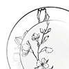White with Silver Antique Floral Round Disposable Plastic Dinnerware Value Set (120 Dinner Plates + 120 Salad Plates) Image 1