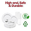 White with Silver Dots Round Blossom Disposable Plastic Wedding Value Set - 20 Settings Image 2