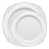 White with Silver Fancy Round Disposable Plastic Dinnerware Value Set - (120 Settings) Image 1