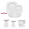 White with Silver Fancy Round Disposable Plastic Dinnerware Value Set - (120 Settings) Image 4