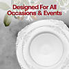White with Silver Fancy Round Disposable Plastic Tableware Set - (120 Settings) Image 4