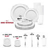 White with Silver Fancy Round Disposable Plastic Wedding Value Set - (20 Settings) Image 3