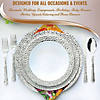White with Silver Hammered Rim Plastic Dinnerware Value Set (120 Dinner Plates + 120 Salad Plates) Image 4