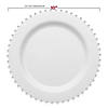 White with Silver Pearl String Round Disposable Plastic Dinner Plates (10") - (120 Plates) Image 2