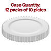 White with Silver Pearl String Round Disposable Plastic Dinner Plates (10") - (120 Plates) Image 3