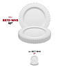 White with Silver Pearl String Round Disposable Plastic Dinner Plates (10") - (120 Plates) Image 4