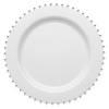 White with Silver Pearl String Round Disposable Plastic Dinner Plates (10") - (60 Plates) Image 1