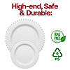 White with Silver Pearl String Round Disposable Plastic Dinner Plates (10") - (60 Plates) Image 3