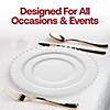White with Silver Pearl String Round Disposable Plastic Dinner Plates (10") - (60 Plates) Image 4