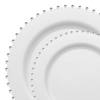 White with Silver Pearl String Round Disposable Plastic Dinnerware Value Set - (120 Settings) Image 1