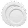 White with Silver Pearl String Round Disposable Plastic Dinnerware Value Set - (120 Settings) Image 1