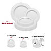 White with Silver Pearl String Round Disposable Plastic Dinnerware Value Set - (120 Settings) Image 4