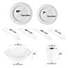 White with Silver Pearl String Round Disposable Plastic Tableware Set - (60 Settings) Image 2