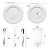 White with Silver Pearl String Round Disposable Plastic Wedding Value Set - (20 Settings) Image 1