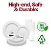 White with Silver Pearl String Round Disposable Plastic Wedding Value Set - (60 Settings) Image 2