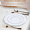 White with Silver Rim Round Blossom Disposable Plastic Dinnerware Value Set (120 Settings) Image 4