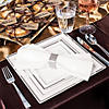 White with Silver Square Edge Rim Plastic Dinnerware Value Set (60 Settings) Image 4